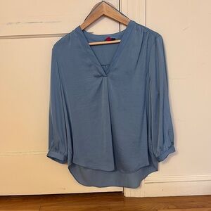 Vince Camuto Blue Asymmetrical Blouse Relaxed Fit